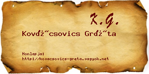 Kovácsovics Gréta névjegykártya